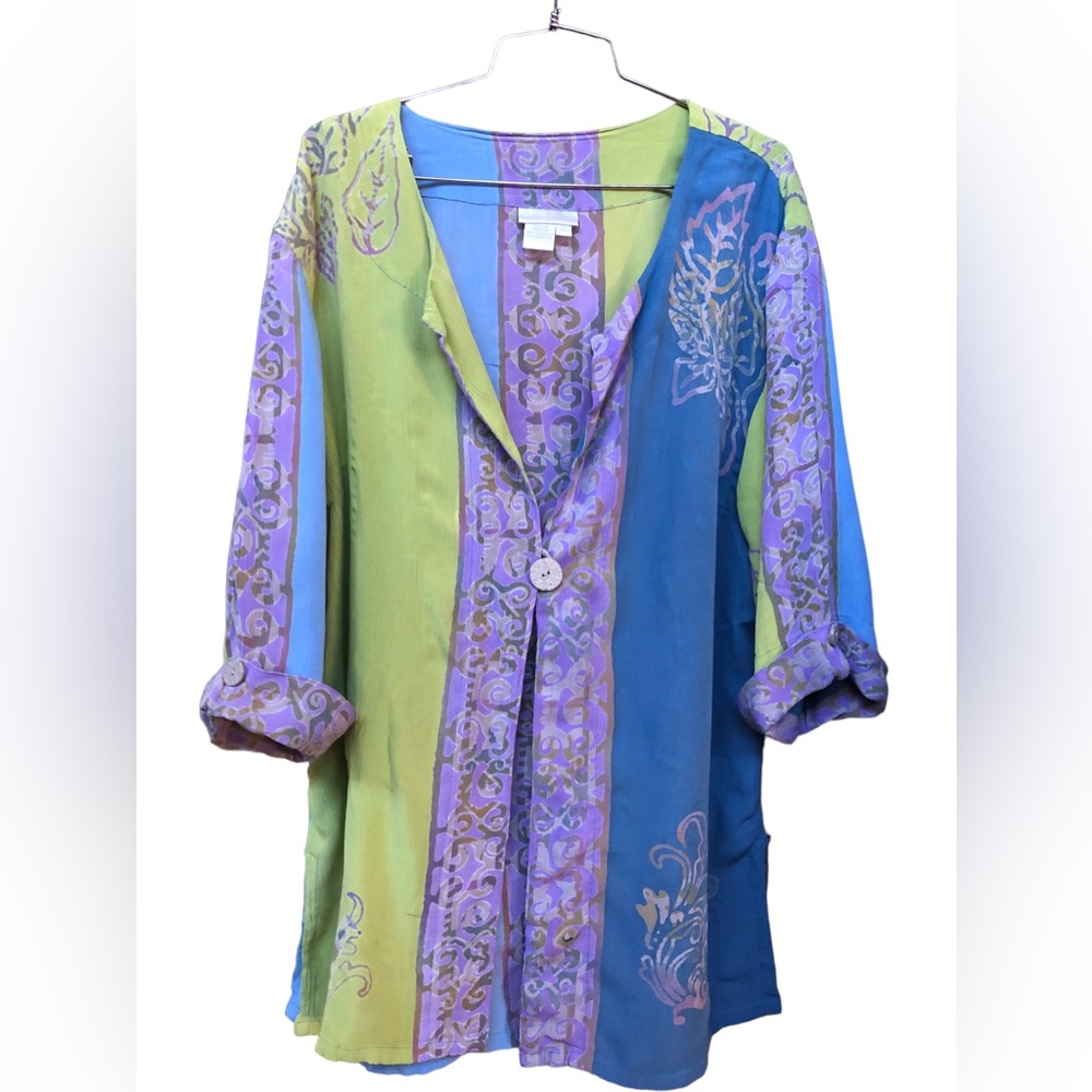 Soft Surroundings Kimono Style Jacket, Boho Batik Cardigan